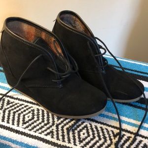 MadLove Wedge Lace Up Booties Black